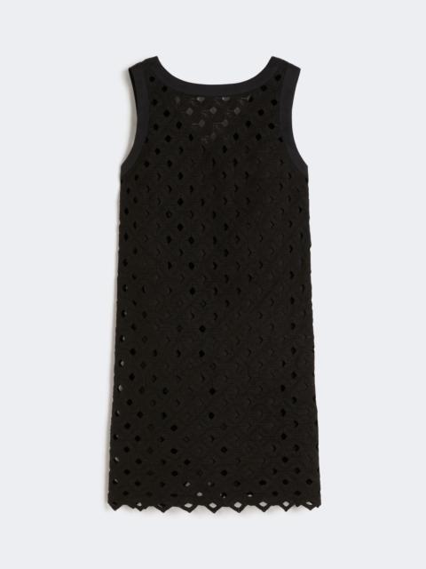 Macramé jersey A-line dress - BLACK