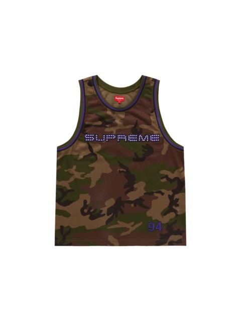 Supreme Rhinestone Basketball Jersey Woodland Camo