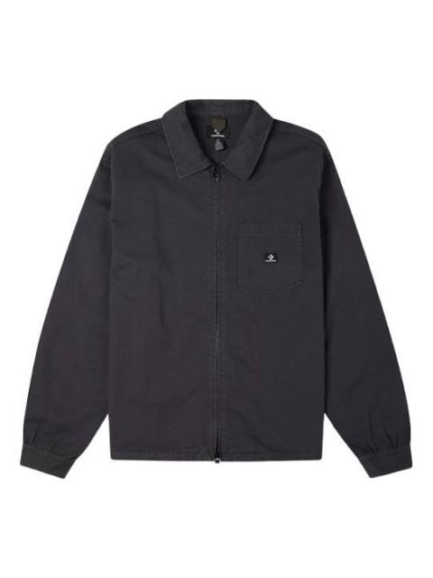 Converse Chest Pocket Washed Jacket Couple Style Black 10022303-A03