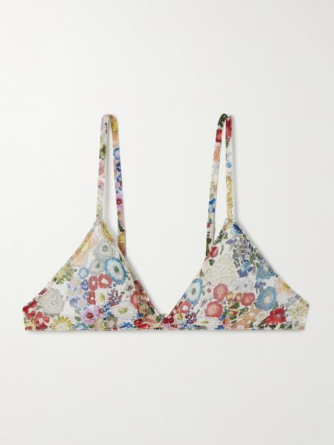 Talita Floral-print Silk-chiffon Triangle Bra