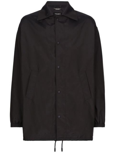 logo-plaque pointed-collar parka