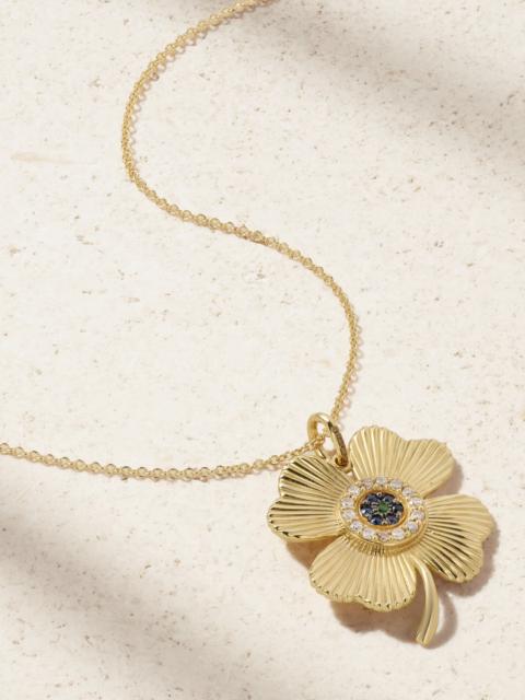 Lucky Clover 18-karat Gold Multi-stone Necklace