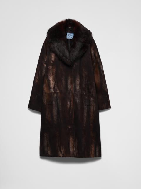 Single-breasted printed drill coat