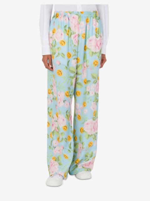 SILK SATIN PANTS SMILEY® & ROSES
