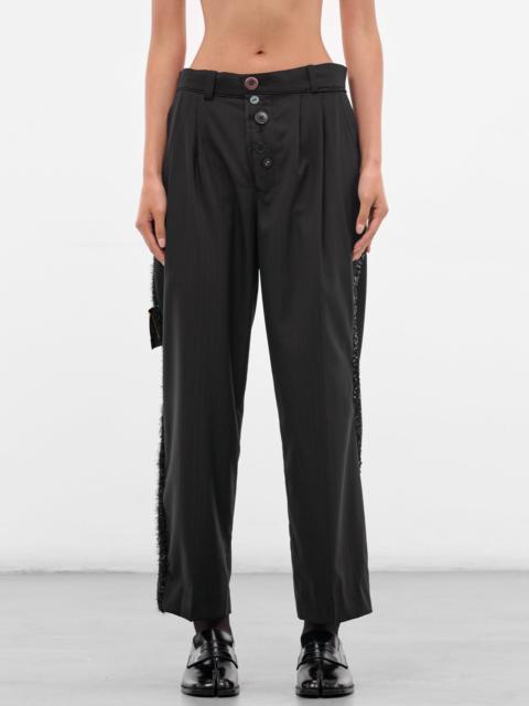 Black Pleated Wool Trousers