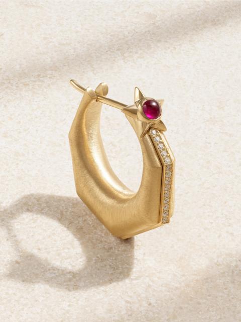 Baba 18-karat Gold, Ruby And Diamond Single Hoop Earring