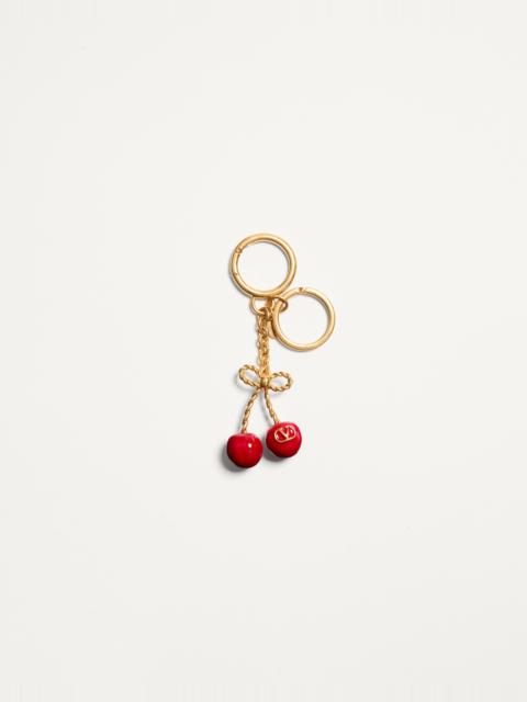 CHEZ VALENTINO METAL AND ENAMEL BAG CHARM WITH KEY RING
