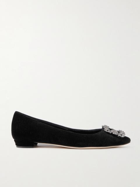 Hangisiflat Embellished Velvet Point-toe Flats