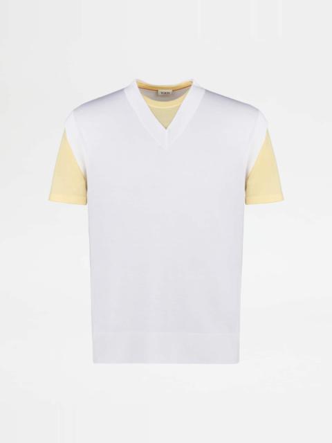 T-SHIRT IN WOOL JERSEY - WHITE