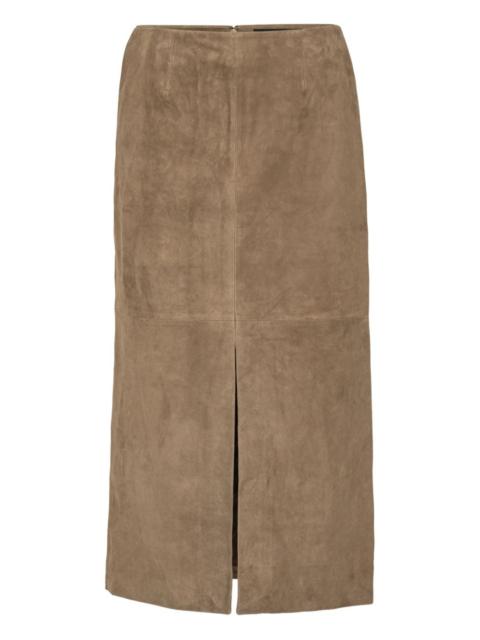 slit suede midi skirt
