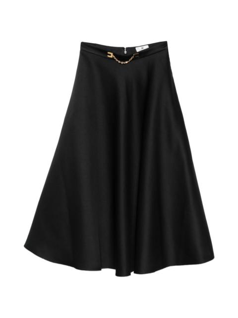 chain-embellished midi skirt