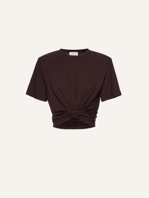 Knotted jersey t-shirt in brown