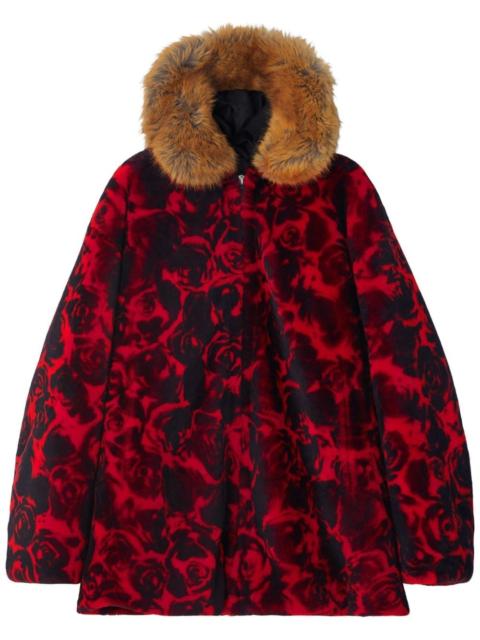 floral-print shearling jacket