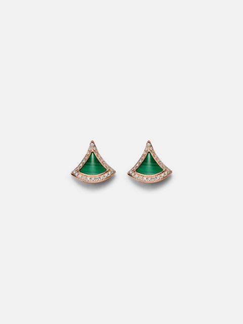 Divas' Dream 18kt rose gold earrings with malachite and diamonds