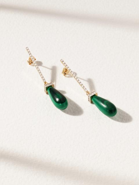 14-karat Gold, Malachite And Diamond Earrings