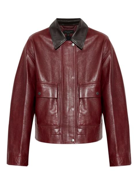 flap-pocket leather jacket