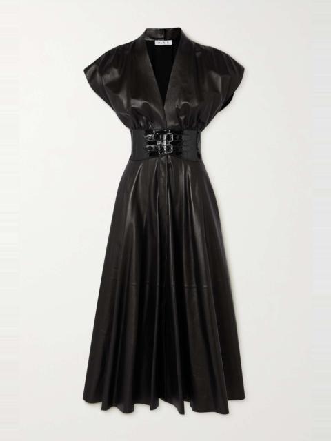 Archetypes belted leather midi dress