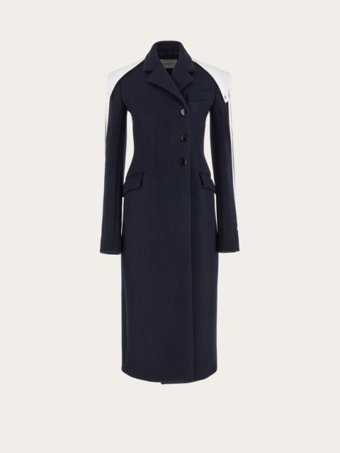Wool coat with detachable hood