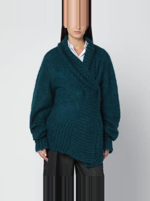 Dries Van Noten Oversized Petroleum Green Mohair-Blend Sweater