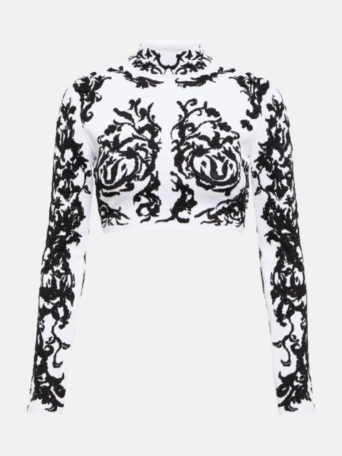 Calligraphy jacquard crop top