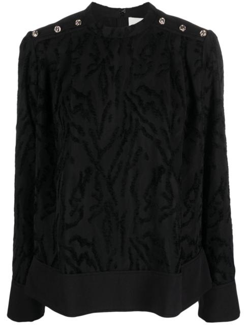 Shadow Vines mock-neck jacquard blouse