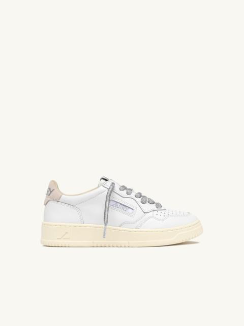 MEDALIST LOW SNEAKERS IN WHITE LEATHER WITH SILVER-TONE LUREX DETAILS