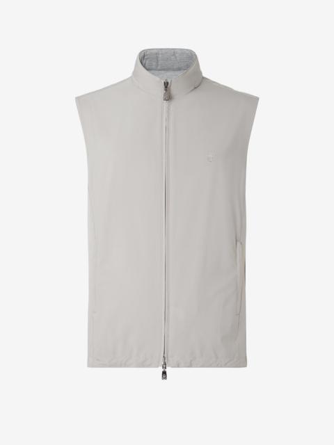 Beige reversible technical fabric waistcoat