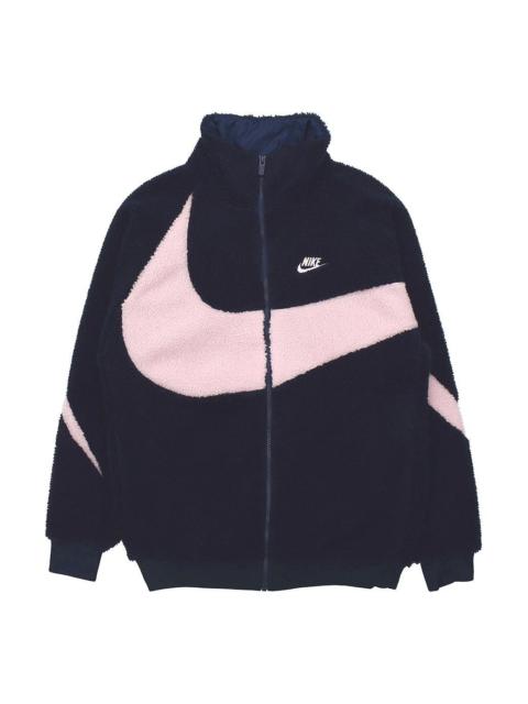 Nike Big Swoosh Large Logo lamb's wool Stay Warm Stand Collar Jacket Obsidian Color DH2474-456