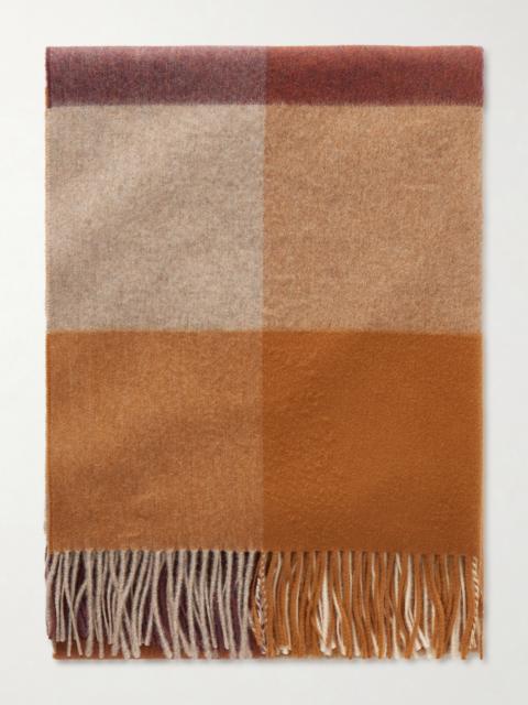 Fringed Checked Cashmere Scarf