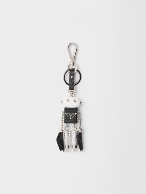 Robot Saffiano leather keychain charm