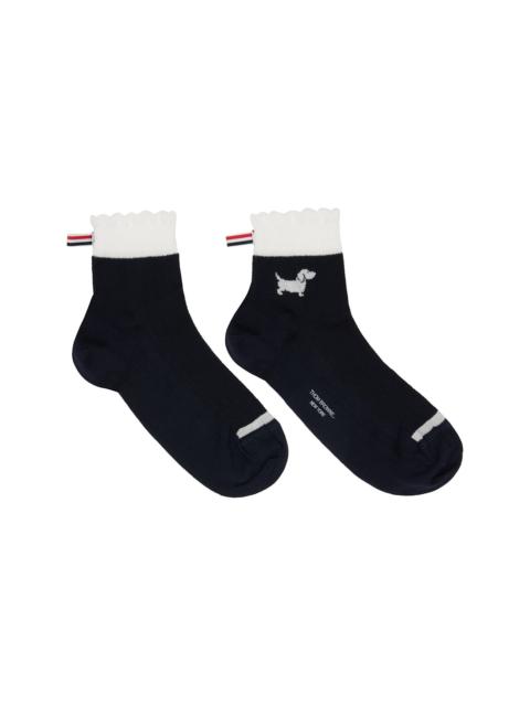 Black Pointelle Stitch Hector Crew Socks