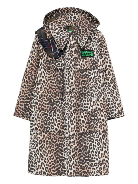 xBarbour xGanni leopard print hooded coat