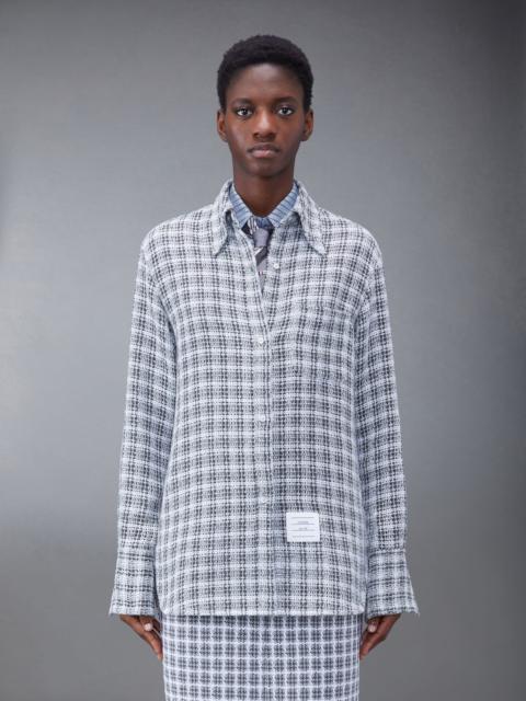 Check Crochet Tweed Oversized Shirt
