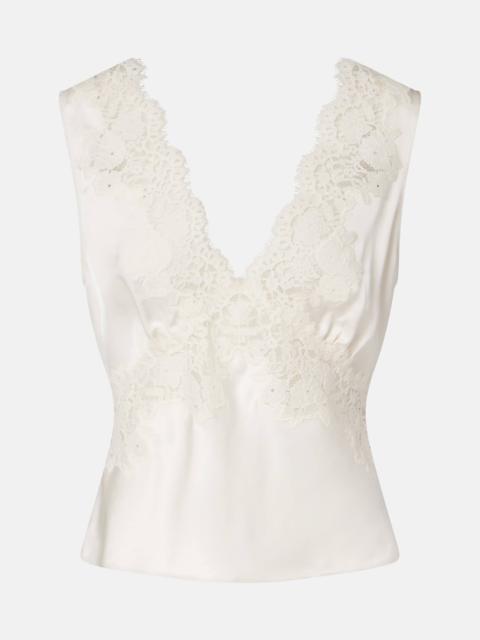Emmie lace-trimmed satin top