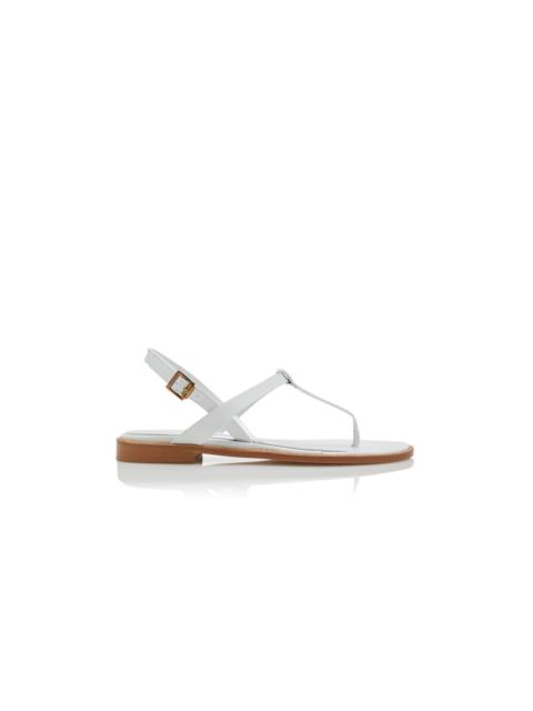 White Calf Leather Flat Sandals