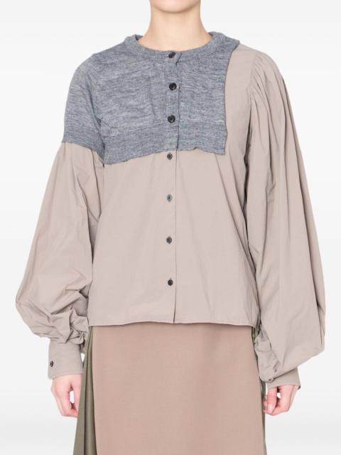 gathered-panel wool top