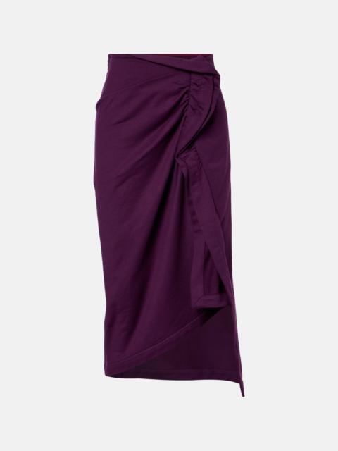 Ruffled cotton jersey midi skirt