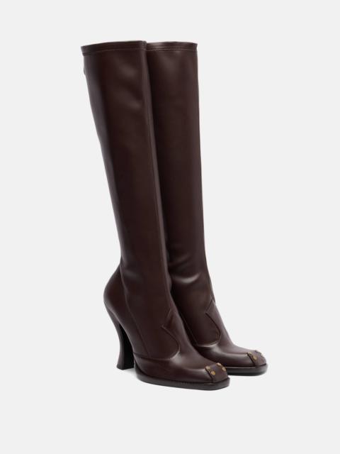 Studded leather knee-high boots