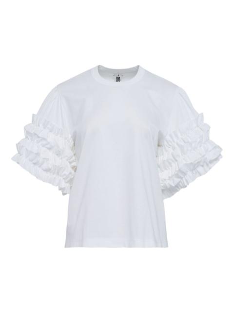 Ponte ruffled cotton T-shirt