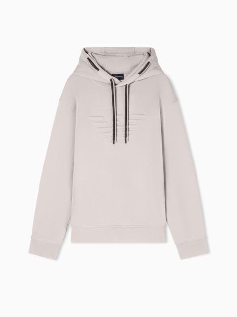 LOOSE-FIT HOODED SWEATSHIRT IN FRENCH TERRY JERSEY WITH A DOMED EAGLE