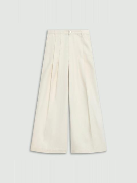 Wide-Leg Double Pleat Pant in Denim