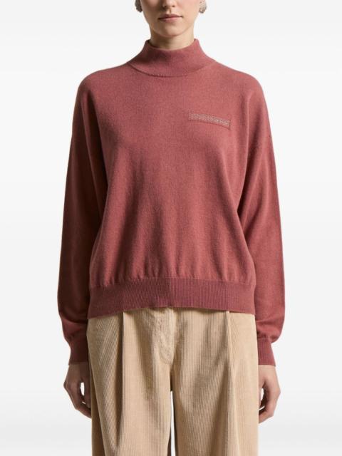 high-neck embellished-detail sweater