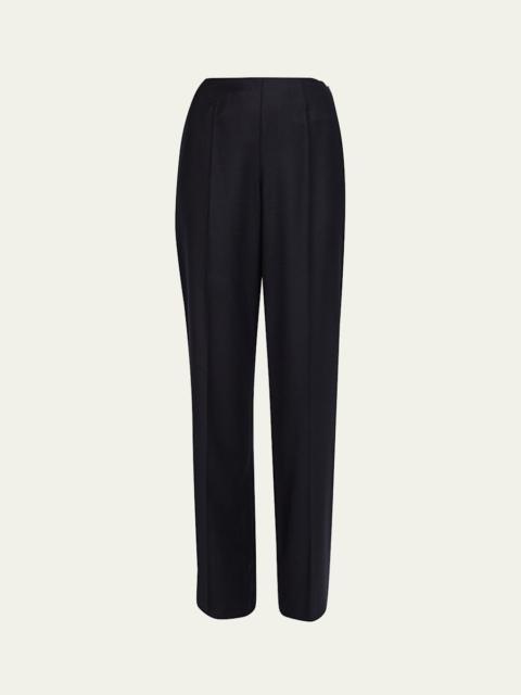 Timi Wool-Cashmere Flannel Wide-Leg Pants