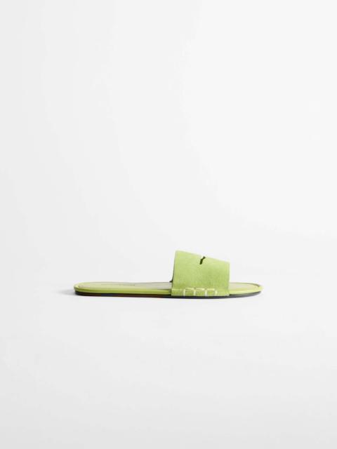 WOMENS LOAFER MULE SLIDES IN LIME GREEN
