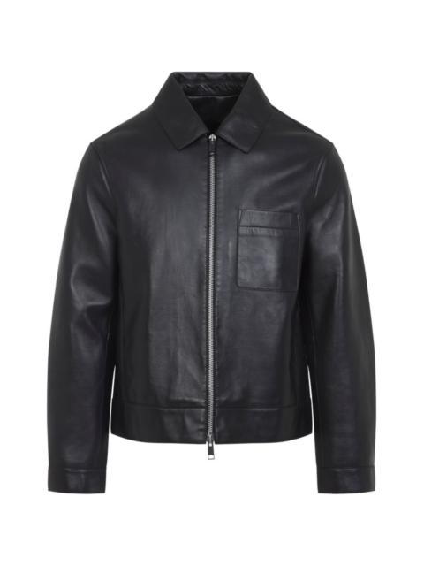 zip-fastening chest-pocket leather jacket