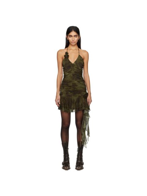 Green Ruched Minidress