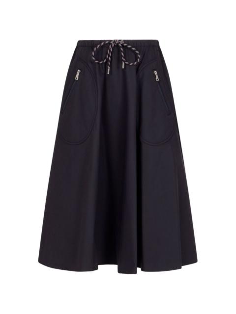 zip-pocket midi skirt