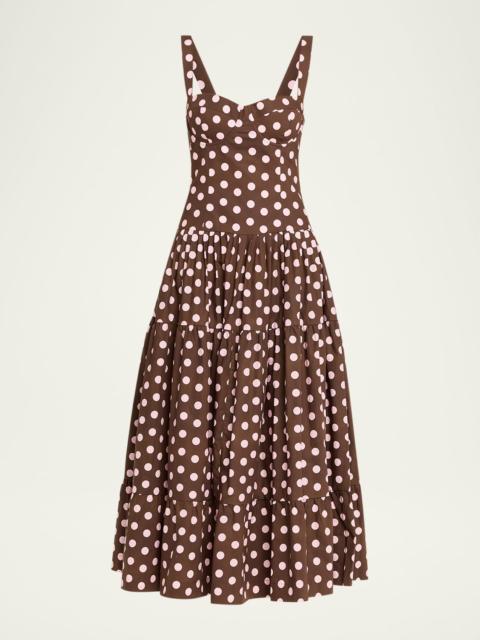 Santiago Bustier Tiered Floral Poplin Midi Dress