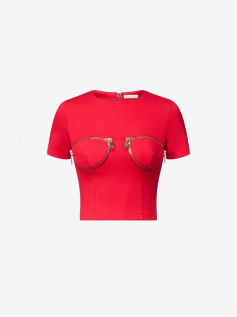 ZIPPER BUSTIER CUP T-SHIRT