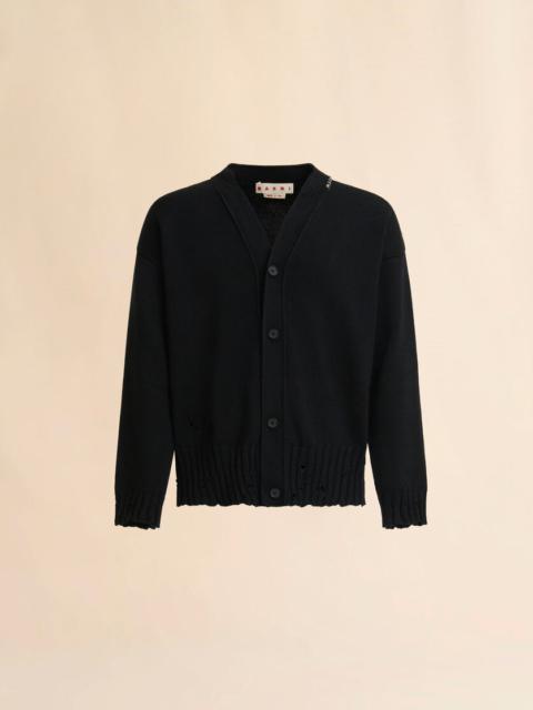 BLACK COTTON CARDIGAN WITH MARNI SYMBOL